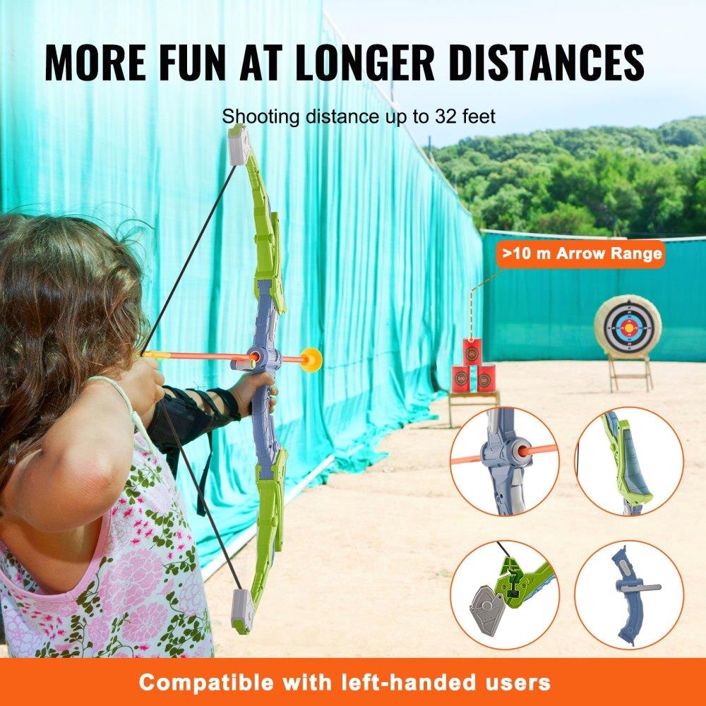 For Kids Bow and Arrow Set - 2 Pack Archery with 20 Suction Cup Arrows, Targets & Soft Bullets - Outdoor Toy for Ages 6+