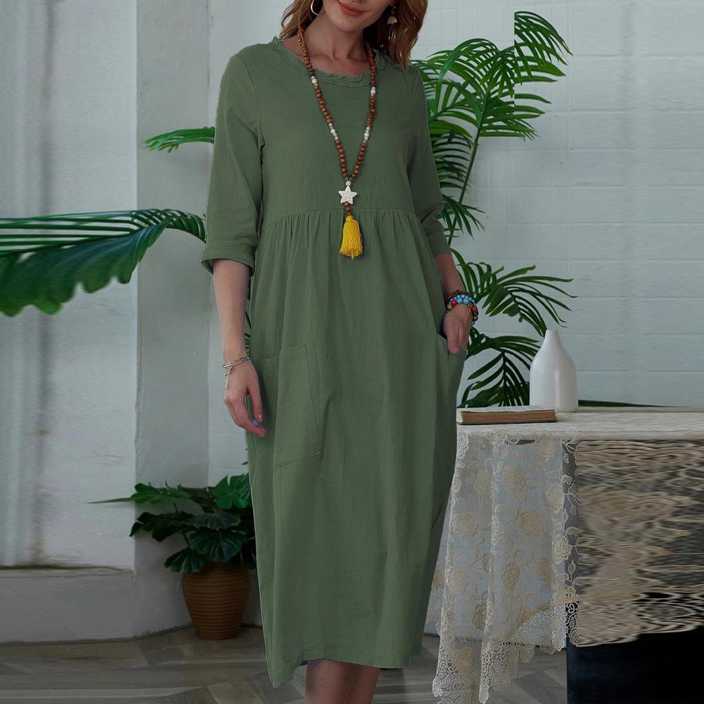 Женские однотонные нестандартные платья с воротником-рубашкой и перекрученными пуговицами, повседневные платья