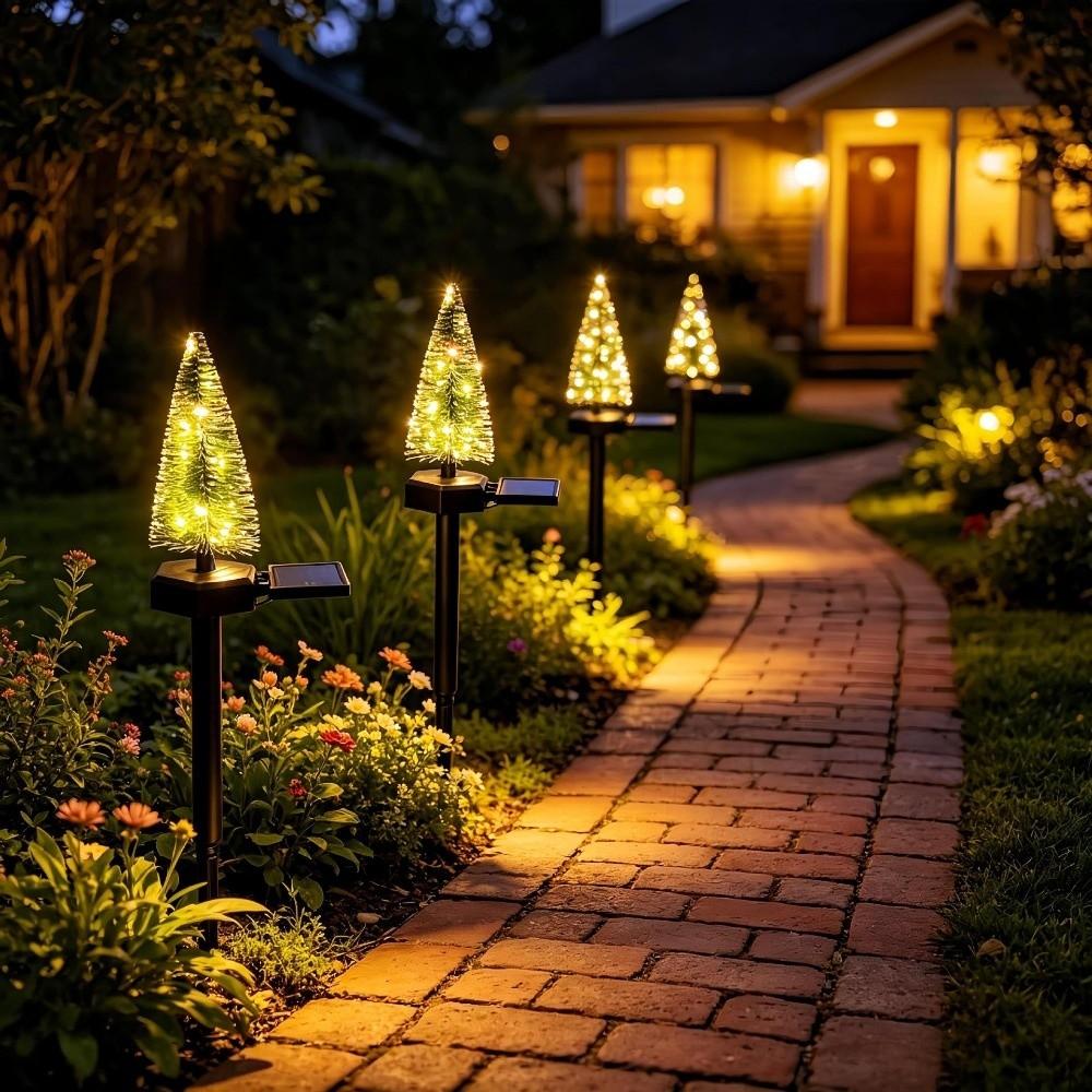 Waterproof Solar Christmas Tree Lights Simulated Landscape Lawn Lamp Yard
