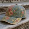 Baseball Hat Embroidery Flower Pattern 3D Printing Retro Sun Protection Summer Cap Hiking Outings Traveling