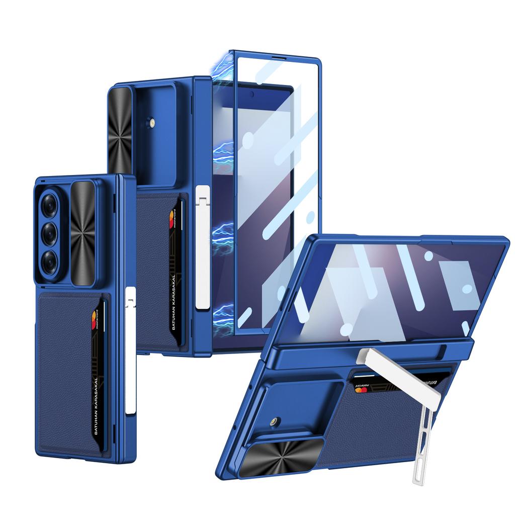 Подходит для чехла для мобильного телефона Samsung Z Folding, магнитный боковой карман, подставка, модный карман для карт, жесткий чехол для карт