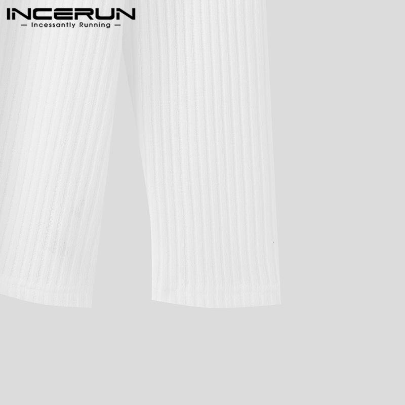 INCERUN Мужские трикотажные топы с нагрудником и длинными рукавами, повседневные пуловеры