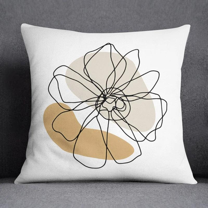 Abstract Brown Flower Decorative Pillowcase Living Room Office Ornaments Home Pillowcase