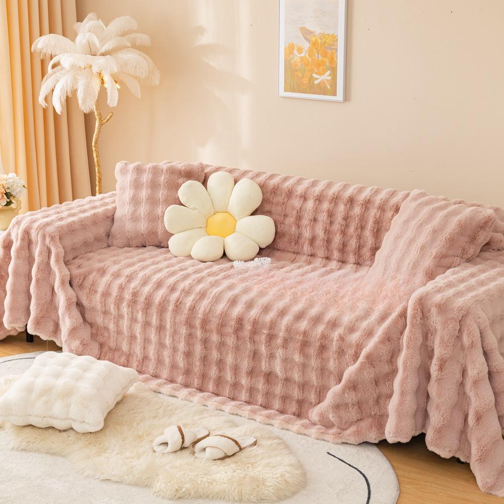 Кремовый стильный чехол для дивана, ткань с защитой от царапин, диванное полотенце, зимний плюшевый чехол для дивана, универсальное универсальное одеяло для дивана, полное покрытие