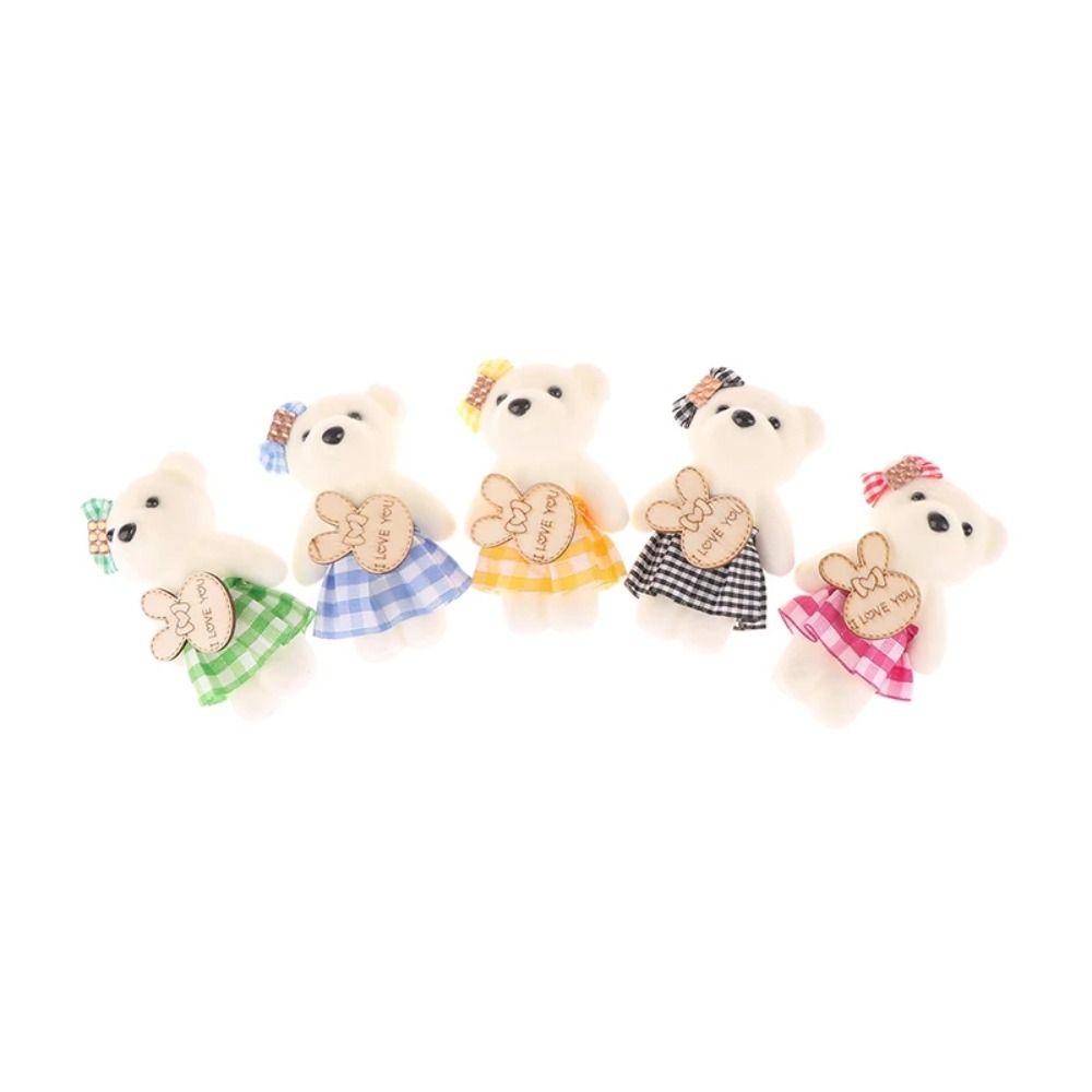 10pcs/bag Plush Doll Mini Bear Flower Bouquet Plush Animal Cartoon Bouquet Doll Girl Birthday Gift