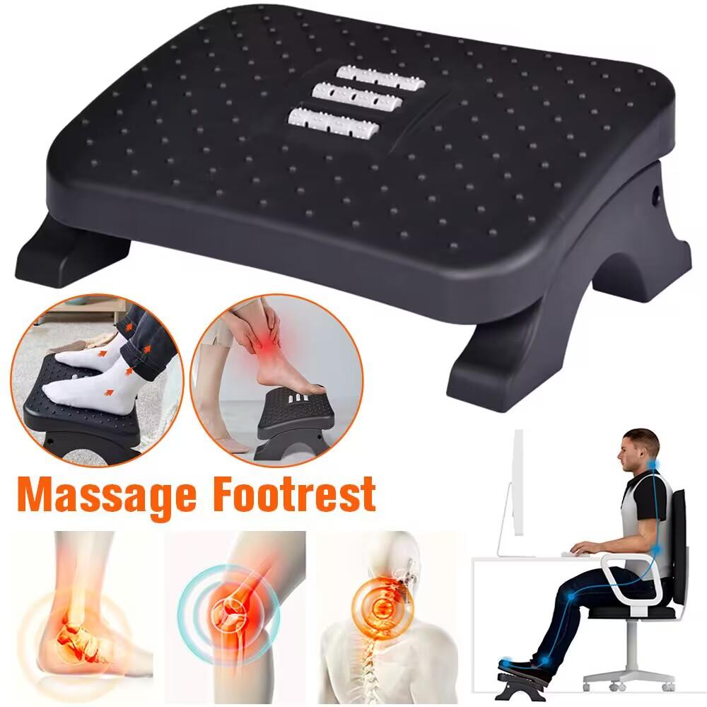 Under Desk Footrest Ergonomic Foot Stool with Massage Rollers Max-Load 120Lbs Desk Leg Rest Pain Relief for Home Office Work