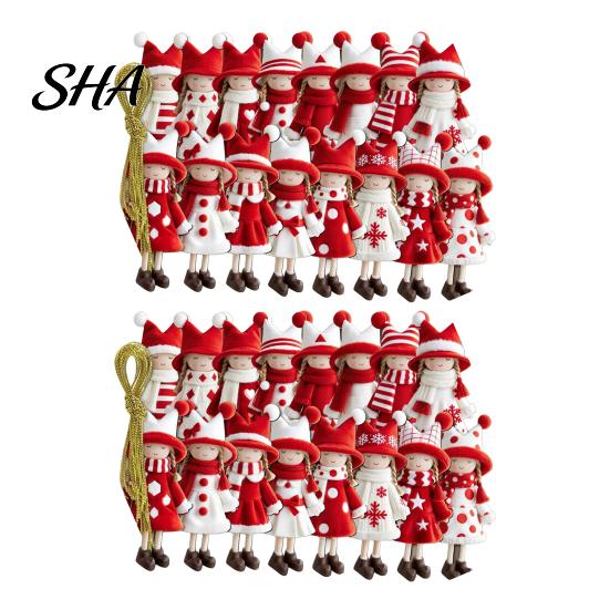 Rustic Christmas Tree Decor Red And White Doll Hanging Pendants for Tree, Decorative Wooden Girls Gifts Friends Family Ornament, Seasonal Ornaments