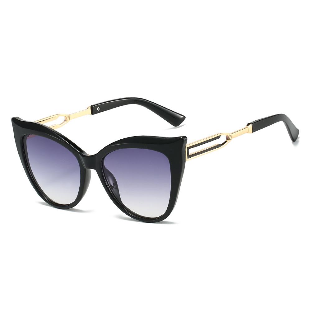 New simple cat eye sunglasses women's metal feet silk paint large frame sunscreen fashion glasses