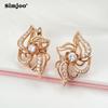SIMJOO Zircon Earrings Women's Simple Design Hollow Flower Earrings