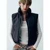 Fall and Winter New Arrival Women's Stand Collar Sleeveless Double-Sided Wear Short Cover-up Cotton-Padded Jacket Vest Vest 3427712
