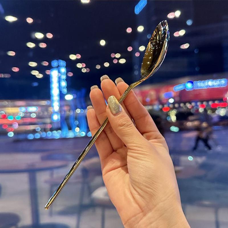 Kitchen Dinner Dish Public Spoon Big Spoon Shovel Long Handle Stainless Steel Serving Spoon Round Head Buffet Serving Spoon