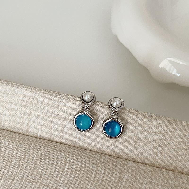 Серьги-гвоздики Twist Metal Pearl Opal, женские, нишевые, дизайнерские, Sense Light, роскошные, ретро, элегантные, универсальные серьги