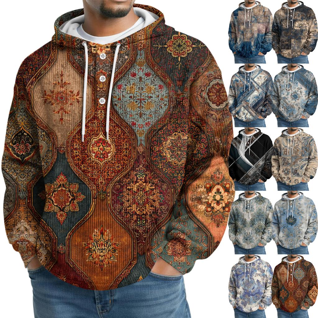 Men's Knit Hooded Sweatshirt Casual Long-Sleeve Sweatshirt