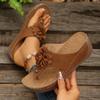 Fashion Fashion Flower Wedge Slippers for Women Summer 2025 Clip Toe Platform Flip Flops Woman Casual Thick Sole Beach Sandals Plus Size