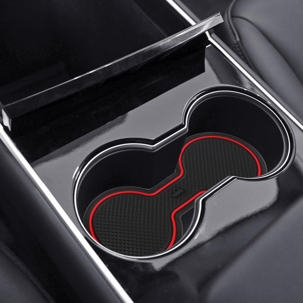 Автомобильный консольный коврик, защитный центральный держатель для стакана, накладки, автомобильные аксессуары для салона, противоскользящий коврик для Tesla Model 3