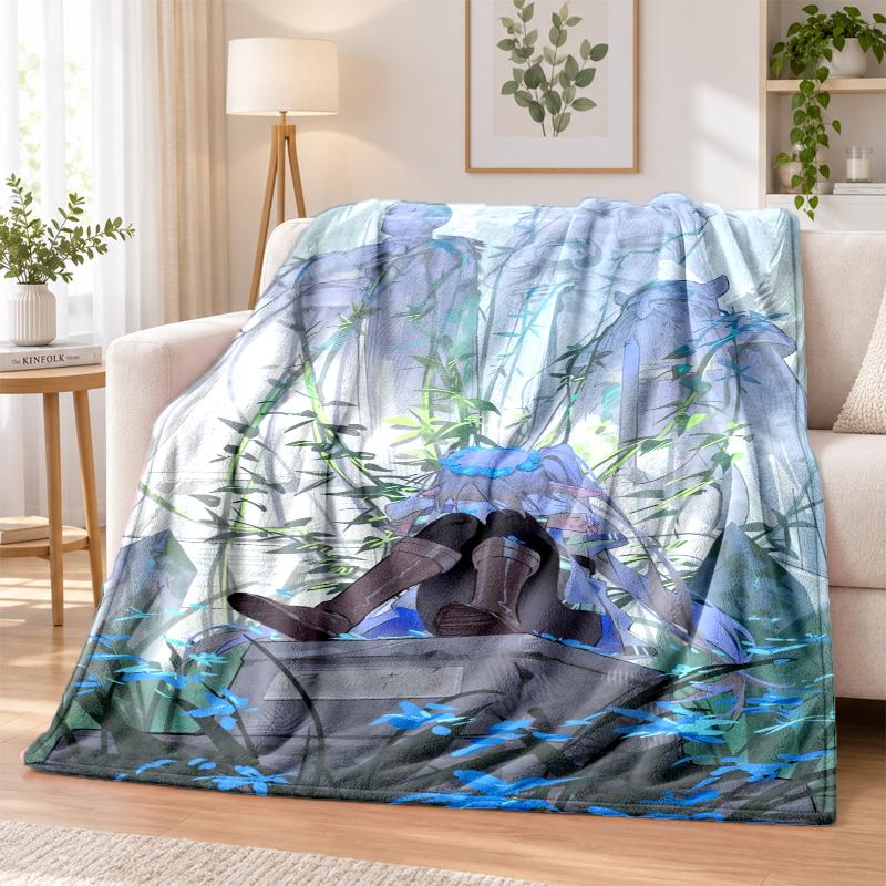Frieren Beyond Journey's End Flannel Throw Blanket Soft Warm Cozy For Sofa Bed Indoor Home Bedroom Use