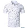 Mens Short Sleeve Polo Shirt Slim Fit Casual Tee Breathable Cotton Print Design
