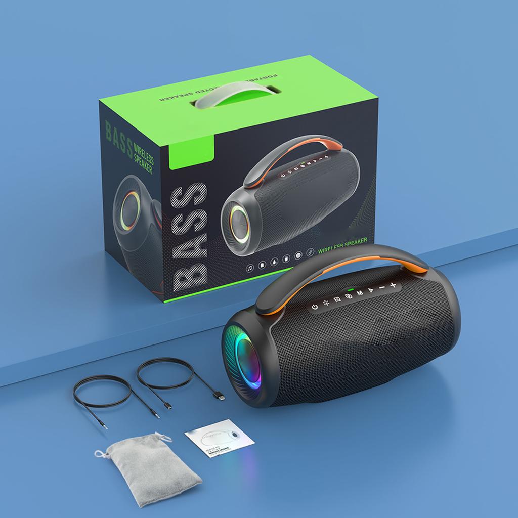 60W Portable BT Speaker, Powerful Subwoofer, 8000mAh Rechargeable Battery, RGB Lights, Deep Bass Sound Box, IPX6