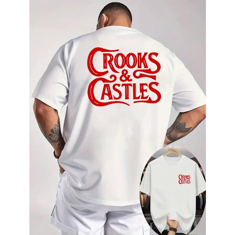 Мужская летняя футболка Crooks & Castles | Круглый вырез, короткие рукава, прохладная, удобная, двусторонняя печать для активного отдыха