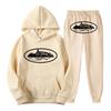 Unisex Hooded Sweatshirt Set With Graphic Print Long Sleeve Top Pants Soft Fleece Lined Casual Sportwear Fall