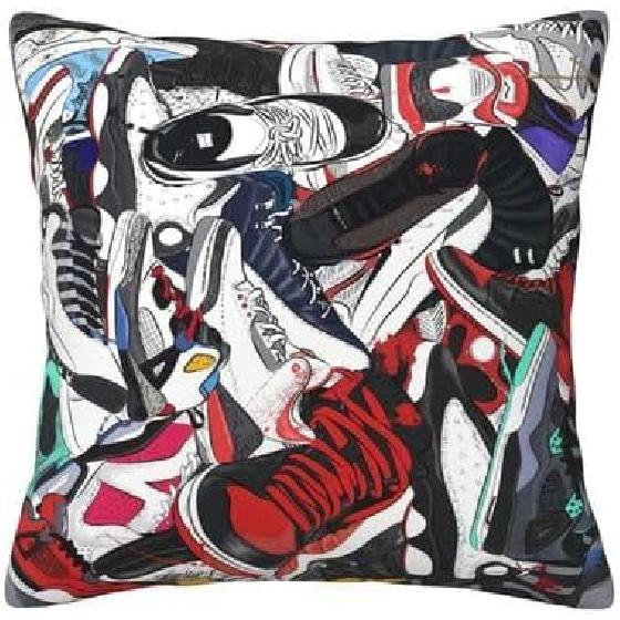 Sneaker Pillow Cover Basketball Shoe Pattern Decorative Throw Pillow Cases Cushion Cover Sneaker Pillowcase Square Hidden Zipper Cozy Soft for Couch