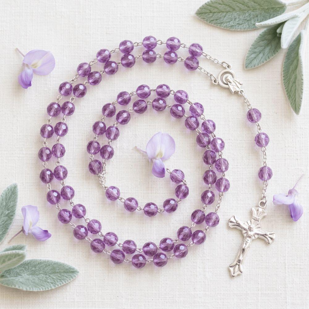Long Chain Rosary Necklace Catholic Rosary Crucifix Pendant Chain Religious Gift