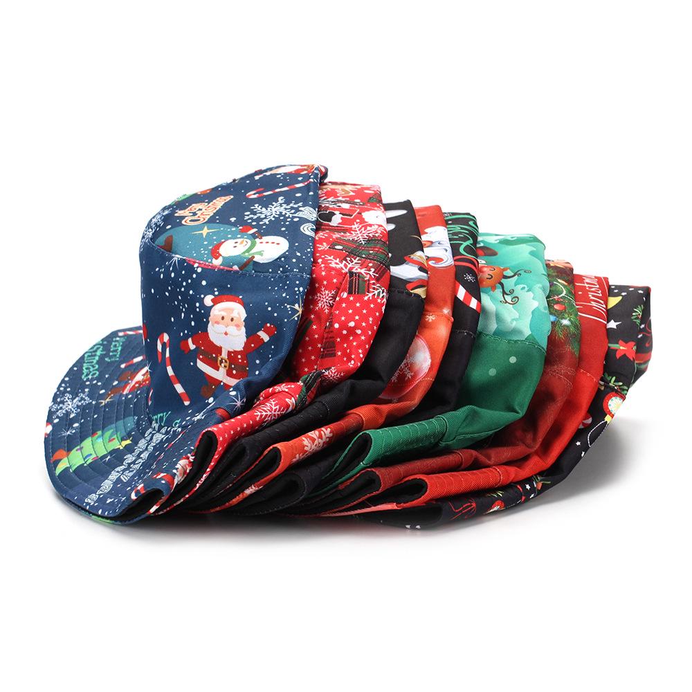 Персонализированная Рождественская печать Уличная панама-рыбак - Дизайн Санта-Клауса для мужчин и женщин