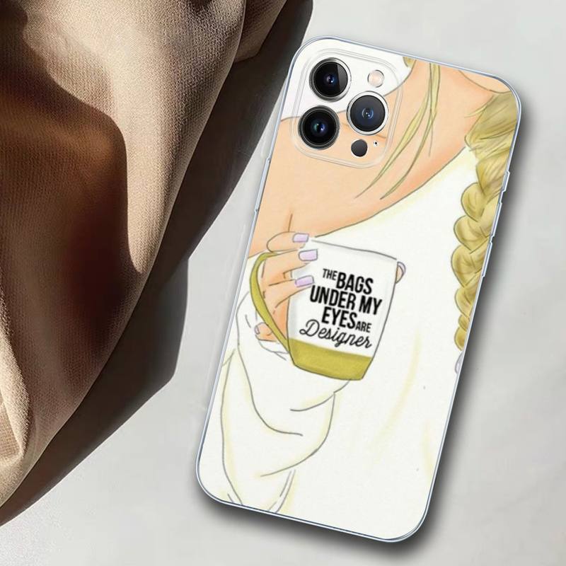 Мягкий силиконовый чехол для телефона «Кофе и девушка» для iPhone 14 13 12 11 Pro Mini XS MAX 8 7 6 Plus X XS XR