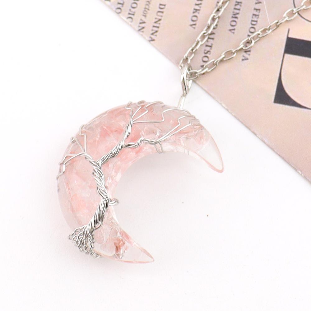 Ожерелье Chakela «Лунный Серп Древо Жизни» с Натуральными Кристаллическими Камнями