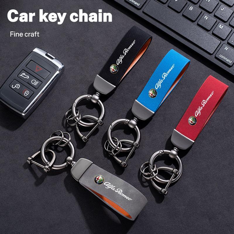For Alfa Romeo 2026 Hot Sticker Car Stlying Key Chain Luxury Leather Keychain Keyring For Alfa Romeo Sportiva Giulia Giulietta 1
