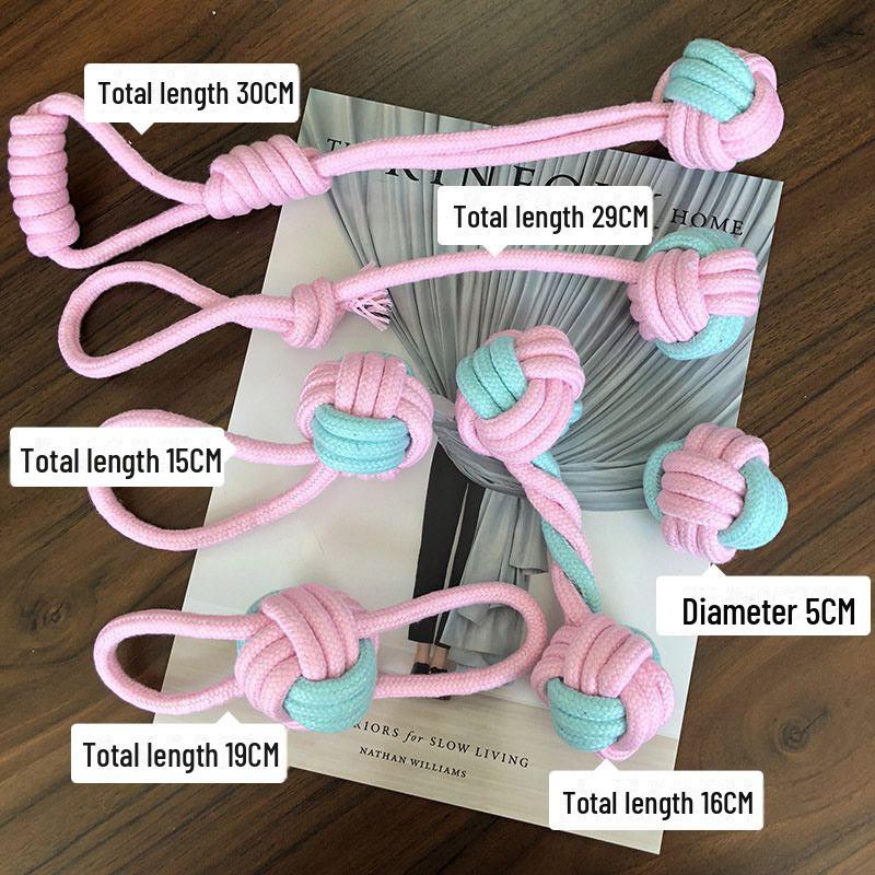 Interactive Two-Color Braided Knot Dog Toy for Teeth Grinding - Ideal for French Bulldogs, Bichons & Corgis