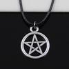 Classic Black Leather Cord Necklace Pentagram Pendant Vintage Silver Color Amulet Pentacle Jewelry Women Men Gifts