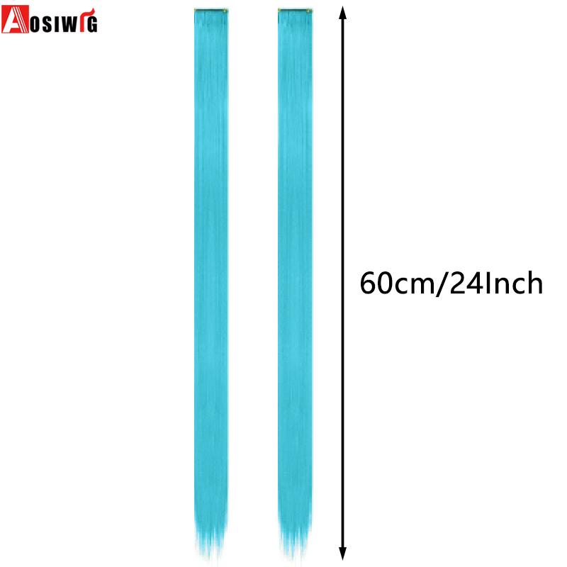 Aosiwig 2 шт. Накладные волосы на заколках, цветные пряди для вечеринки, прямые радужные накладки для волос, фестиваль, Хэллоуин, косплей для женщин, девушек