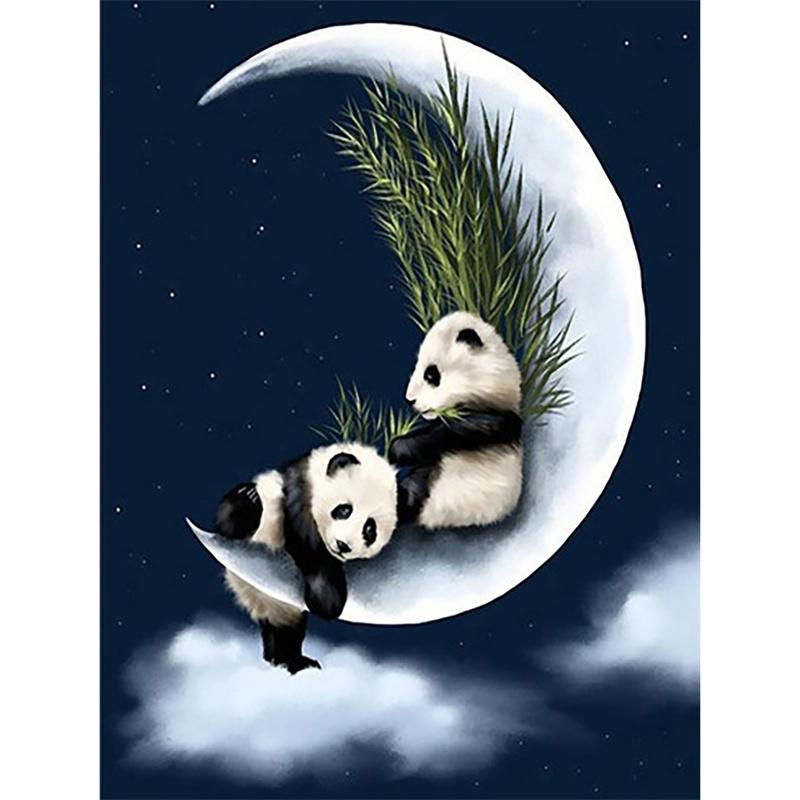 5D DIY Алмазная картина Панда Бамбуковый цветок Полная круглая Алмазная мозаика Животное Алмазная вышивка Комплект Стразы Домашнее украшение