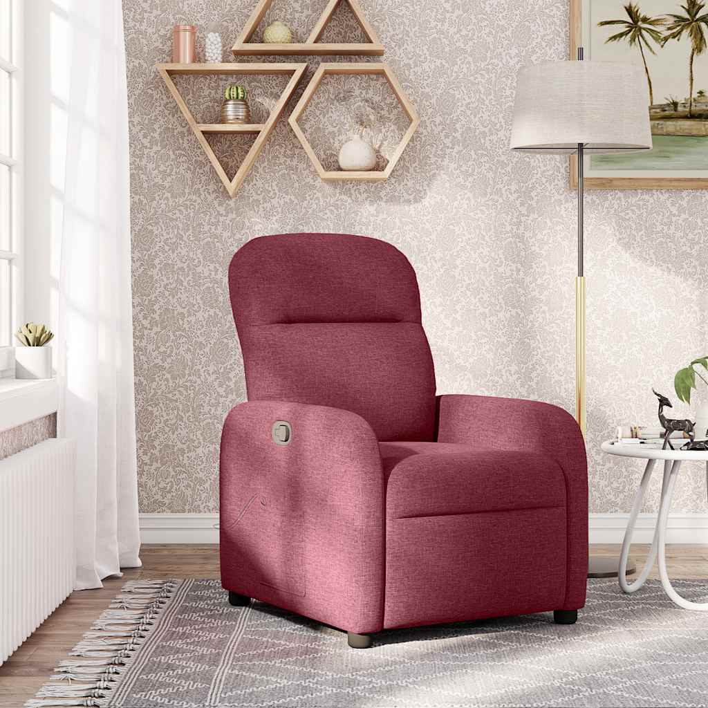 Recliner Chair Burgundy Fabric
