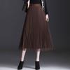 Женская однотонная сетчатая юбка на осень-зиму, женская двусторонняя одежда с высокой талией, плиссированные юбки, женские длинные свободные юбки
