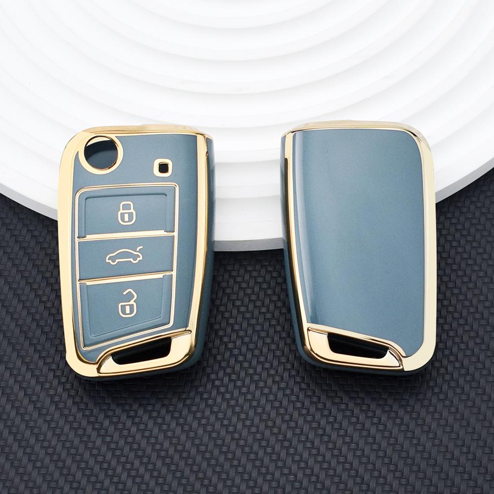 Чехол для автомобильного ключа из ТПУ для VW Golf 7 MK7 VII Tiguan Polo Skoda Octavia A7 Kodiaq Seat Ateca Leon с 3 кнопками