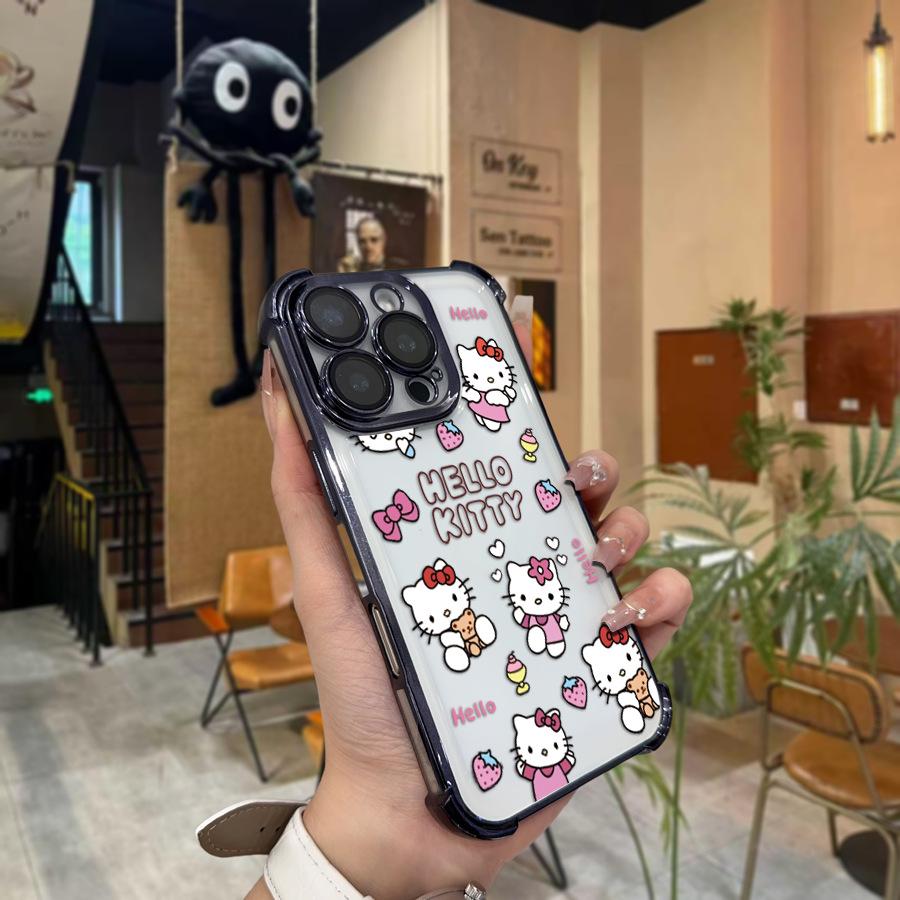 Черный гальванизированный чехол Sanrio для Apple 12PM, Полностью закрывающий дизайн