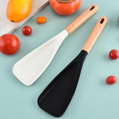Силиконовая лопатка с деревянной ручкой, термостойкая, многофункциональная, антипригарная кухонная утварь для готовки, перемешивания, выпечки