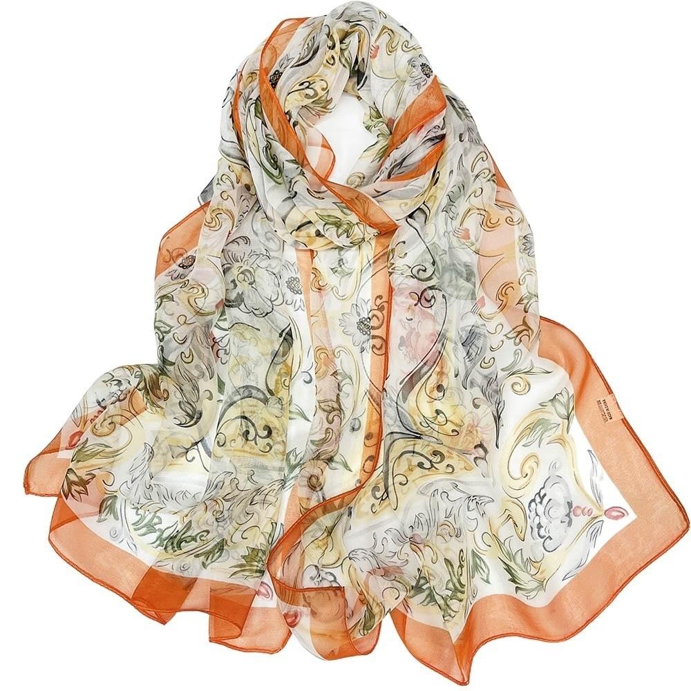 Breathable Silk Scarf Sun-Resistant Bandana Portable Long Wraps for Women