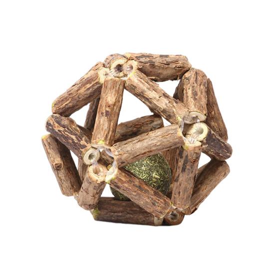 Catnip Wood Ball Toy Natural Silvervine Stick Cage Ball with Catnip Ball Kitten Teeth Cleaning Molar Toy for Indoor Cats