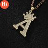 Hi A-Z Crown Alphabet Pendant Chain Necklace Punk Hip-Hop Style Woman Man Initial Name Jewelry