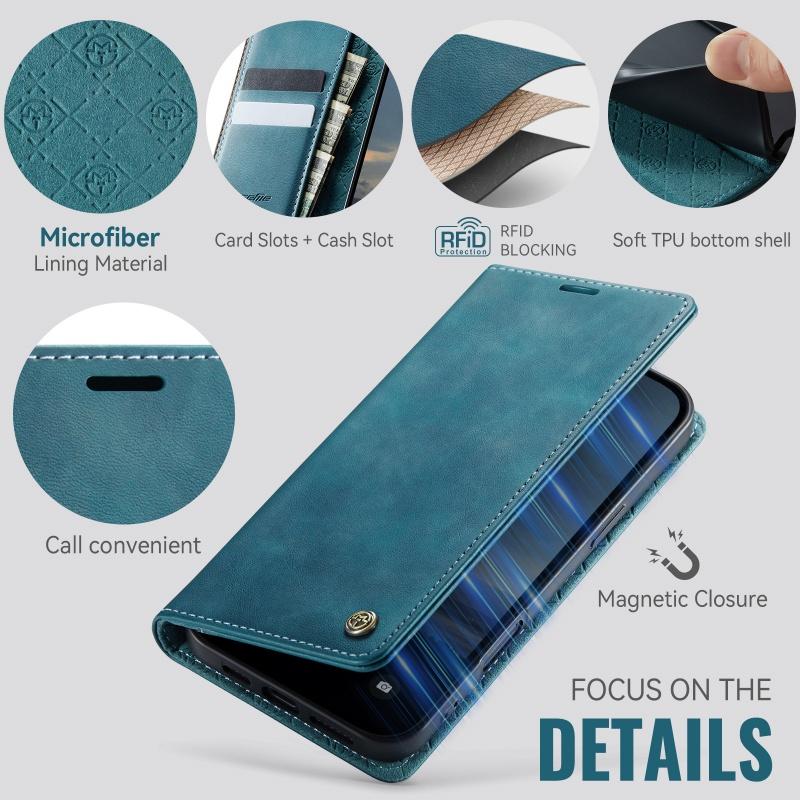 CaseMe Кожаный чехол-кошелек с откидной крышкой для iPhone 17 Pro Max Air 17E 16 15 Plus 14 13 12 11 X XS XR SE 2022 8 7 Ударопрочный кошелек с карманом для карт