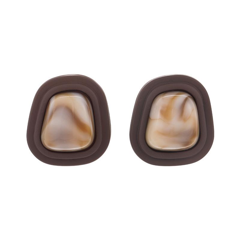 Простые новые коричневые геометрические серьги в стиле ретро с темпераментом, французские серьги, украшения для девочек