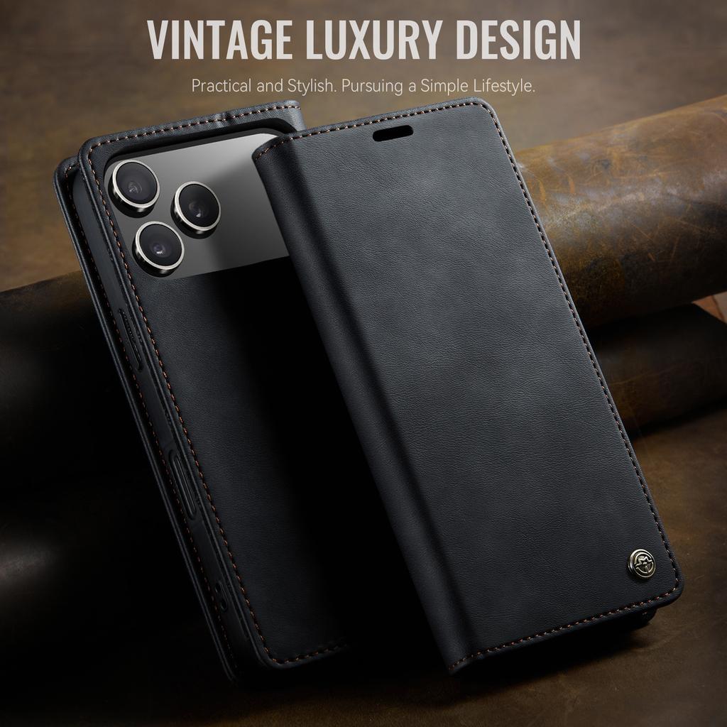 Suitable for iPhone 17 Pro card slot phone case, Samsung S25 ULTRA calf pattern leather case, A15 flip retro case