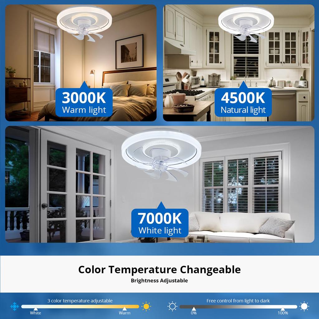 IRALAN Modern Ceiling Fan with Light Living Room Lights Decoration Home 360° Silent with Remote Control Ceiling Led Light Fan