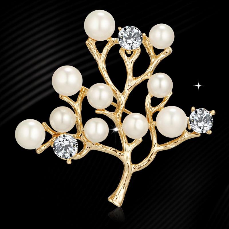 Brooch High-End Sense Niche High-End Women'S Silk Scarf Buckle Alloy Corsage Small Fragrant Wind Pearl Rhinestone High-End