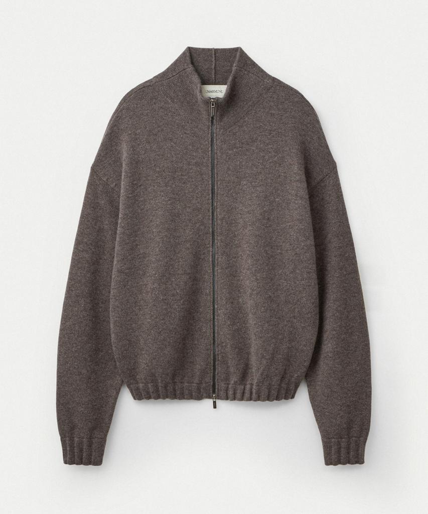 UMARMUNG Wool Cashmere Highneck Zip Up Jacket_Taupe
