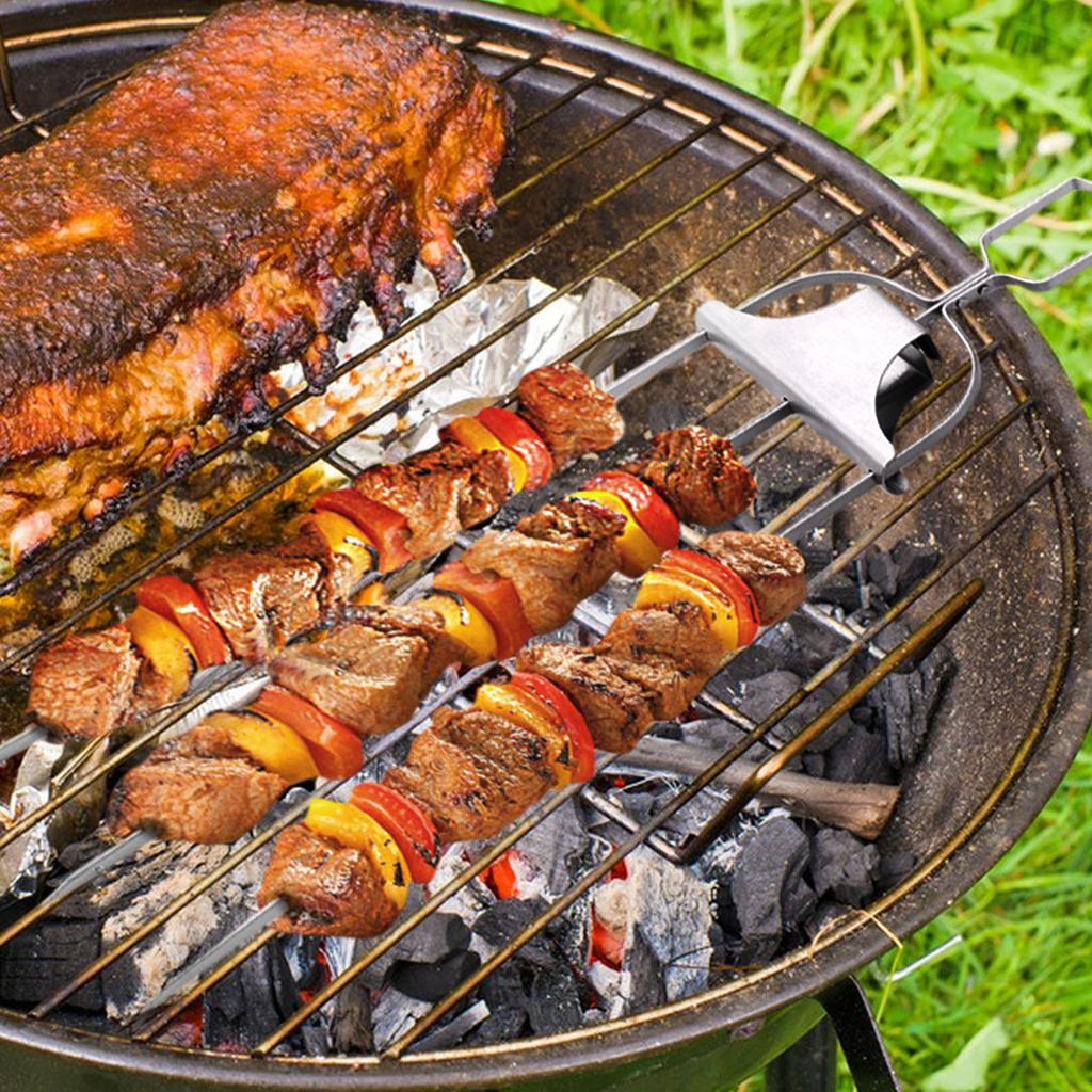 4 шампура, 14-дюймовая нержавеющая сталь, 3 остроконечные металлические шампуры с толкателями, овощи, зефир