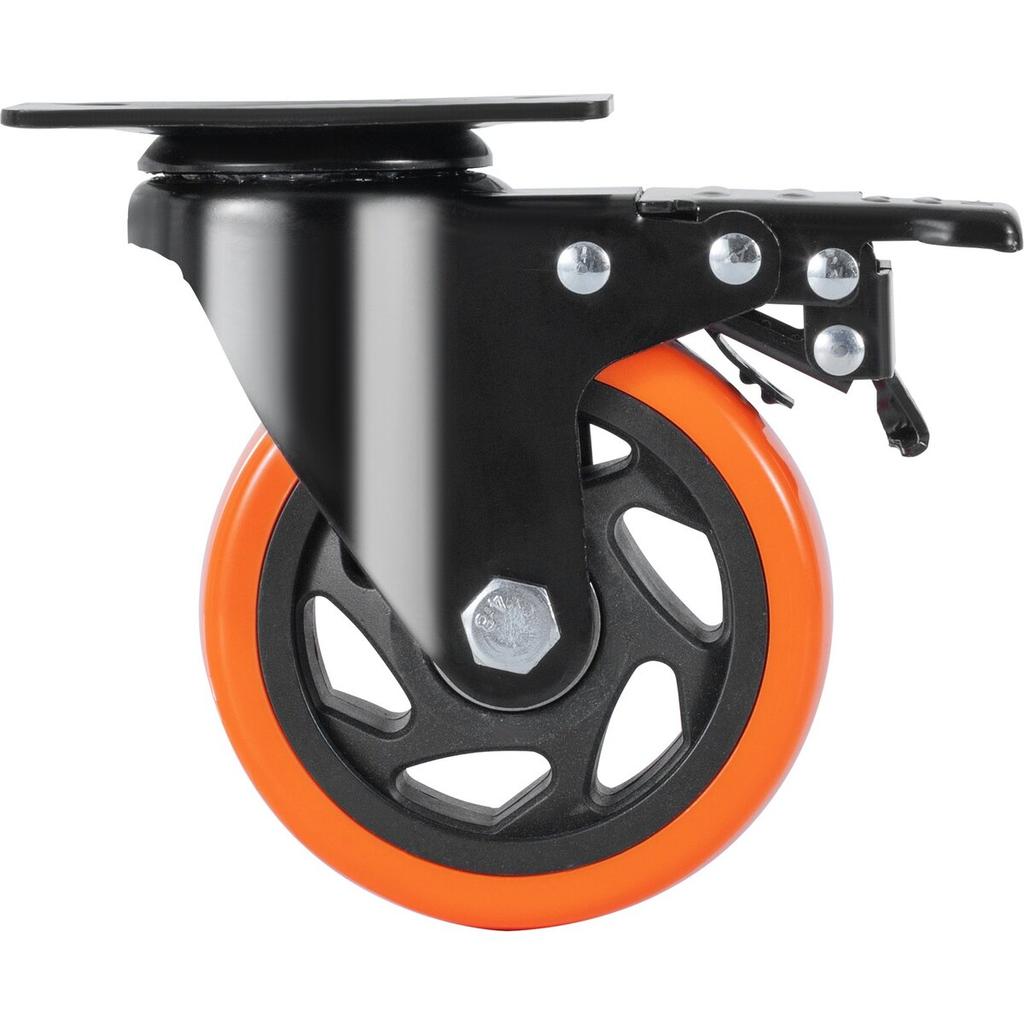 Caster Wheels, 4-inch Swivel Plate Casters, Set of 4, with Security A/B Locking No Noise PVC Wheels, Heavy Duty 350 lbs Load Capacity Per Caster,